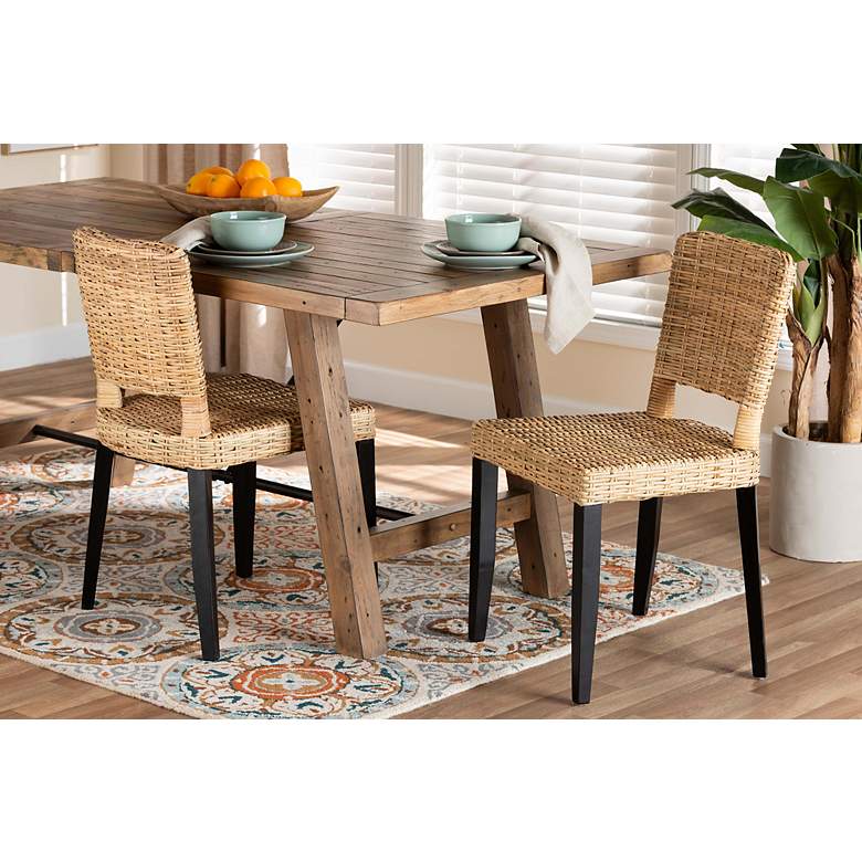 Image 1 Dermot Natural Brown Rattan Dining Chairs Set of 2