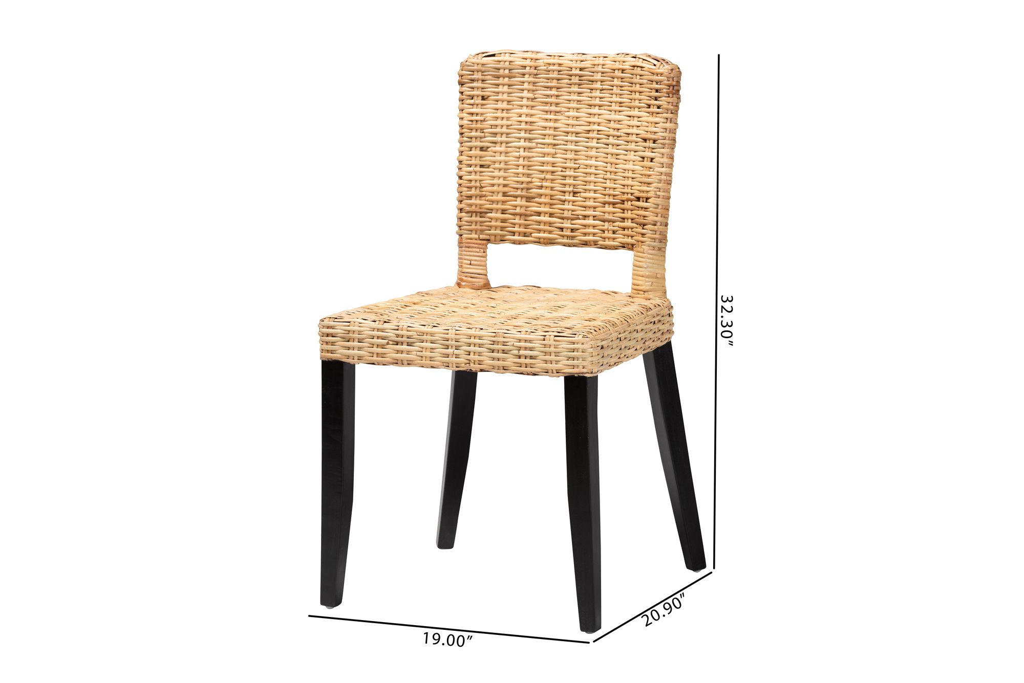Dermot Natural Brown Rattan Dining Chairs Set of 2