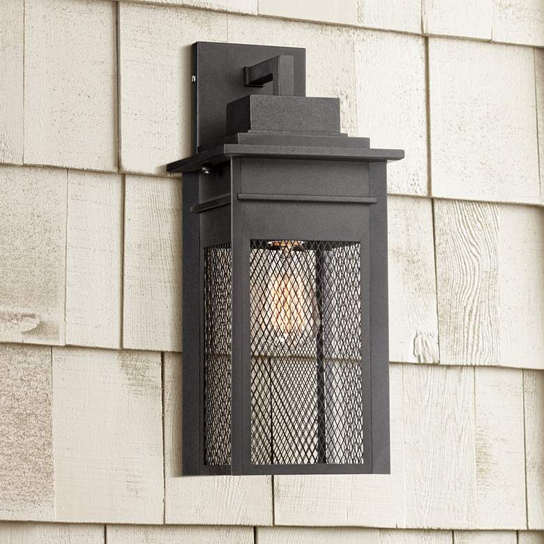 Image 1 Dermott 16 1/4 inchH Black-Speckled Gray Outdoor Wall Light