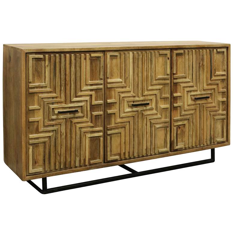 Image 1 Dermott 72" Wide Walnut Mango Wood Three Door Sideboard