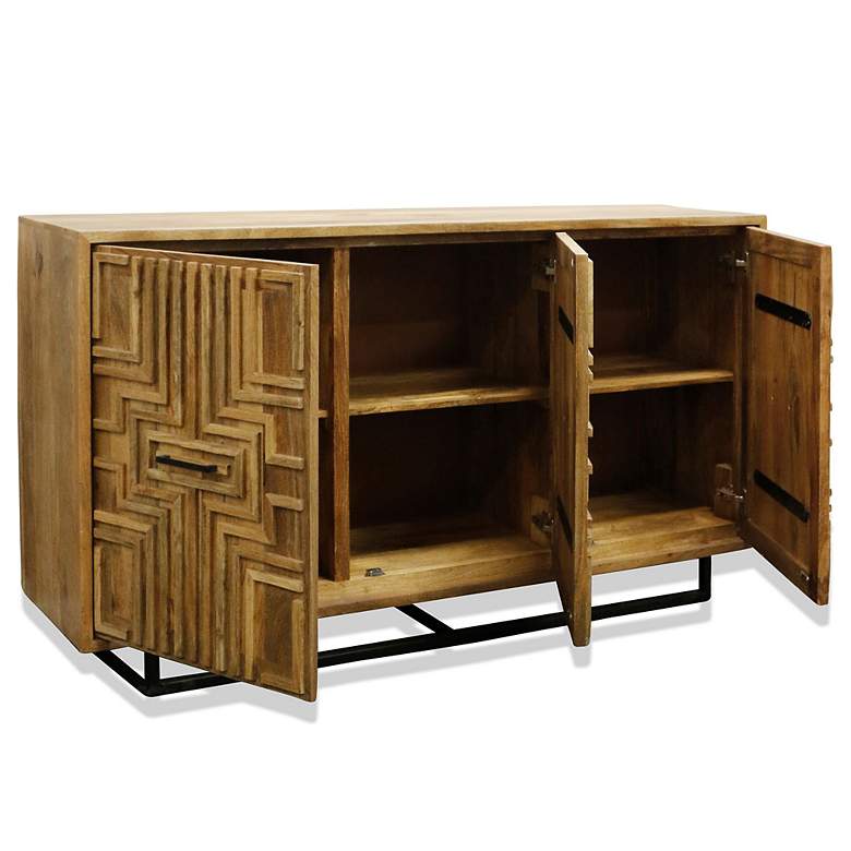 Image 2 Dermott 72" Wide Walnut Mango Wood Three Door Sideboard more views