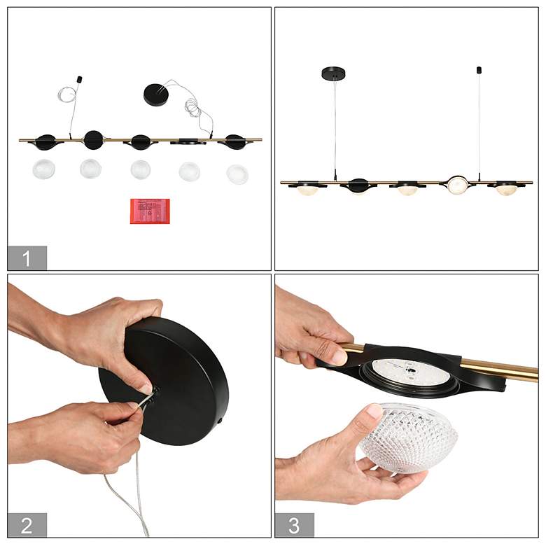 Image 5 Dernteno 5-Light Black Gold LED Island Chandelier more views