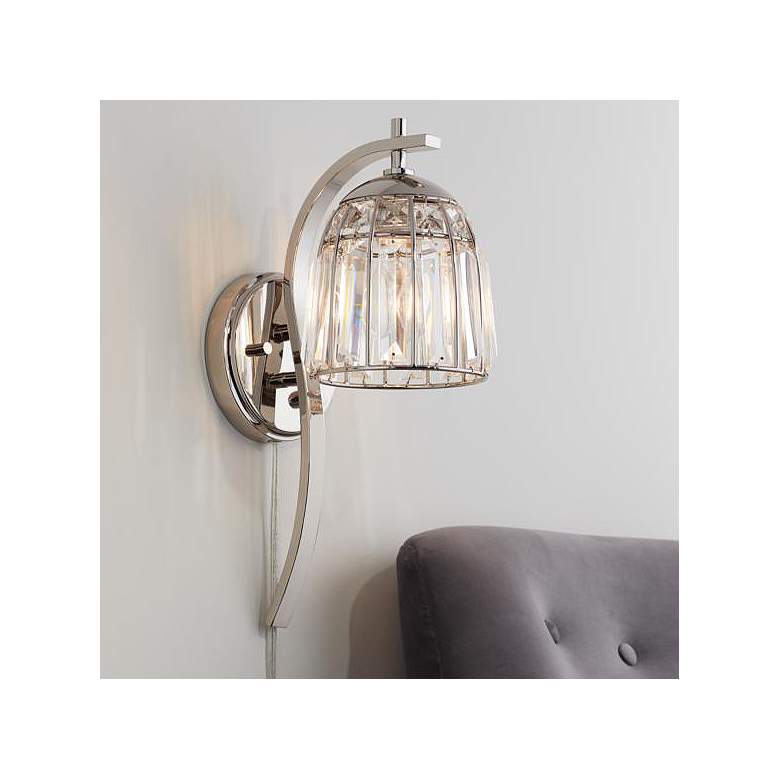 Image 1 Derren Polished Nickel and Crystal Pin Up Wall Lamp