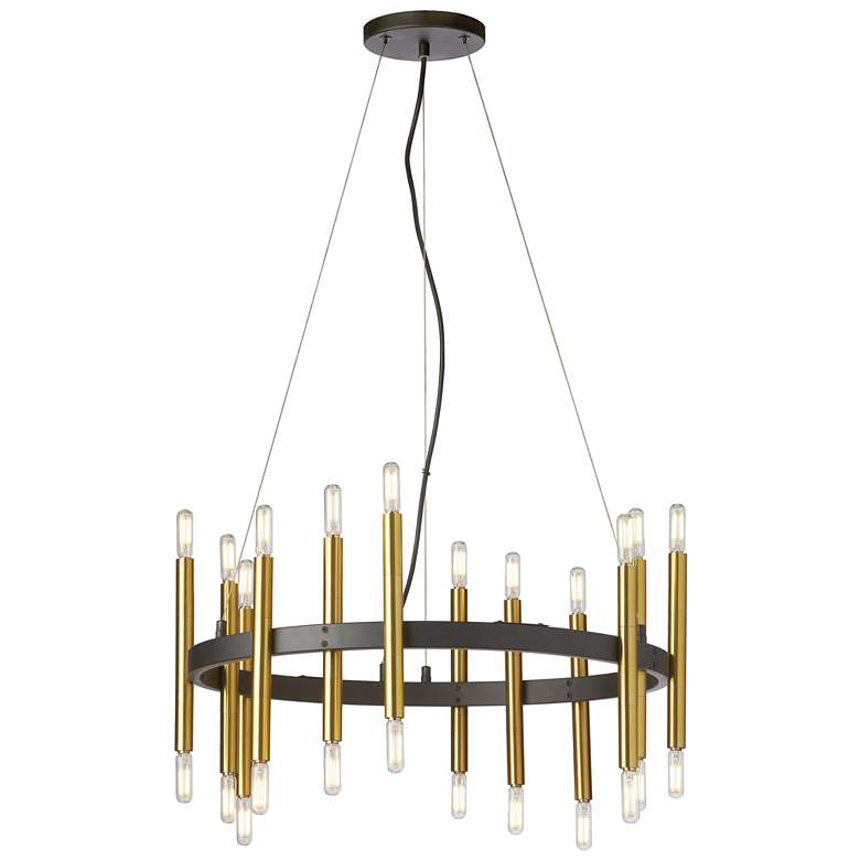 Image 1 Derry 24" Wide 24 Light Matte Black and Aged Brass Chandelier