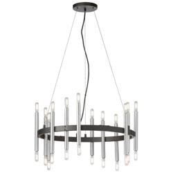 Derry 24&quot; Wide 24 Light Matte Black and Polished Chrome Chandelier