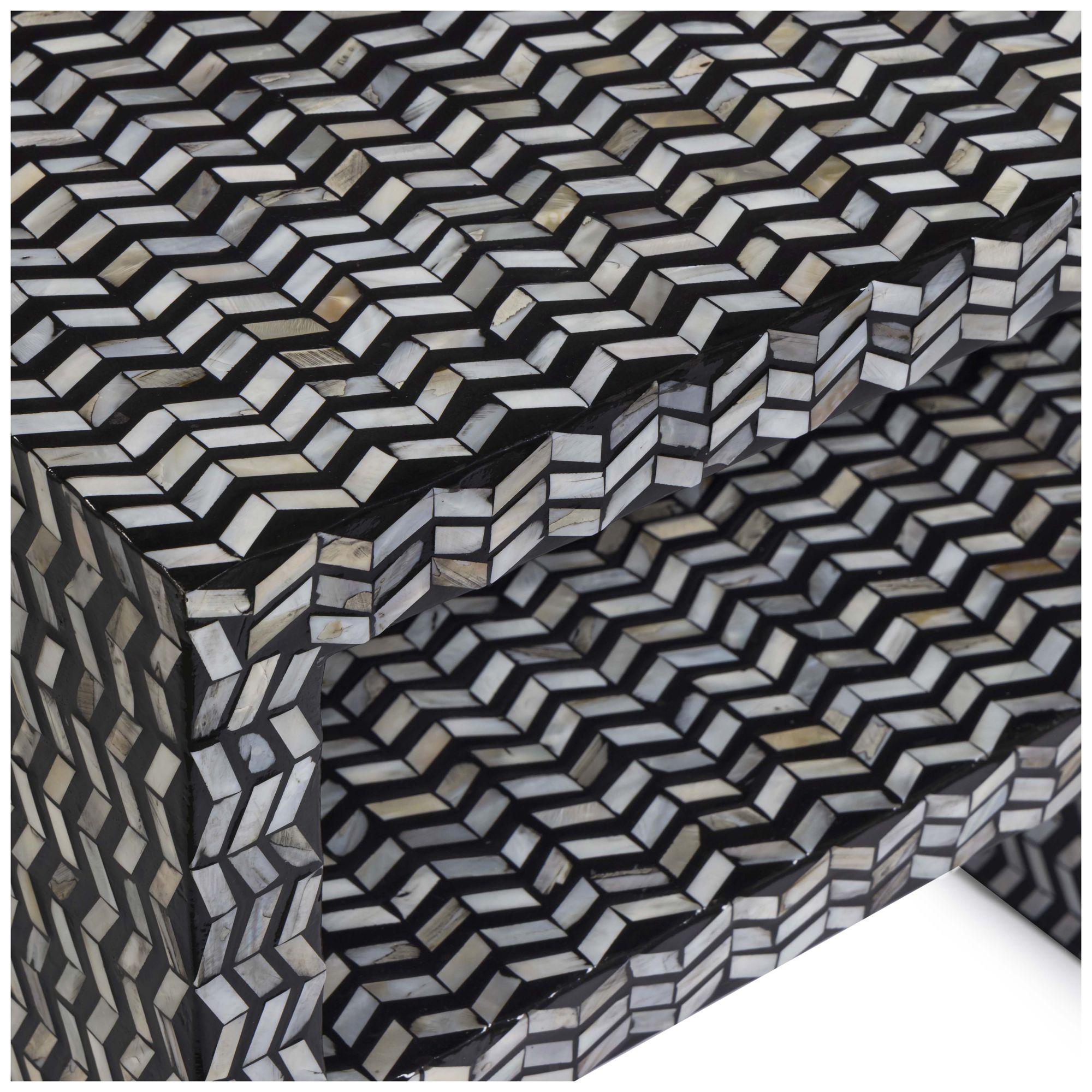 Image 5 Derry Black Mother of Pearl Nightstand more views