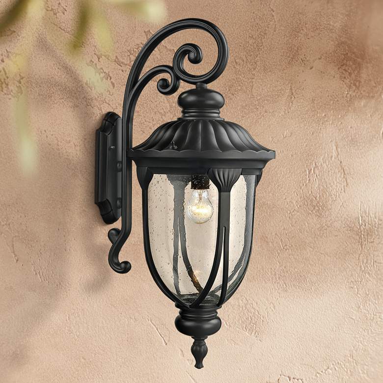 Image 1 Derry Hill 28 inch High Matte Black Outdoor Wall Light