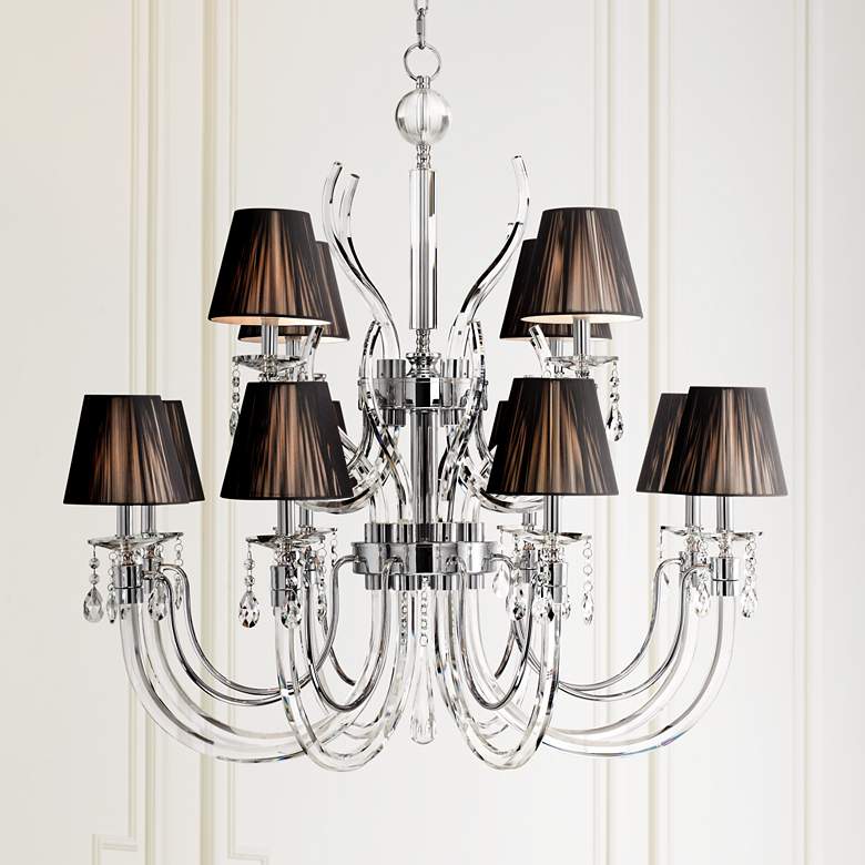 Image 1 Derry Street 40 inch Wide Chrome and Crystal 12-Light Chandelier