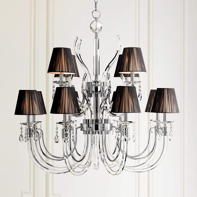 Image 1 Derry Street 40" Wide Chrome and Crystal 12-Light Chandelier