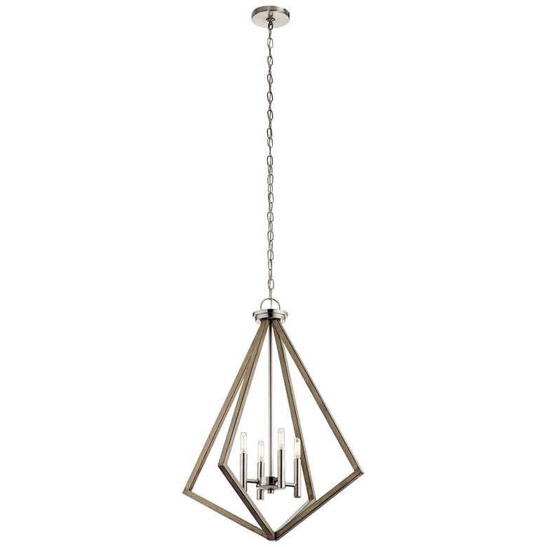 Image 2 Deryn 24 1/4"W Distressed Antique Gray 4-Light Chandelier
