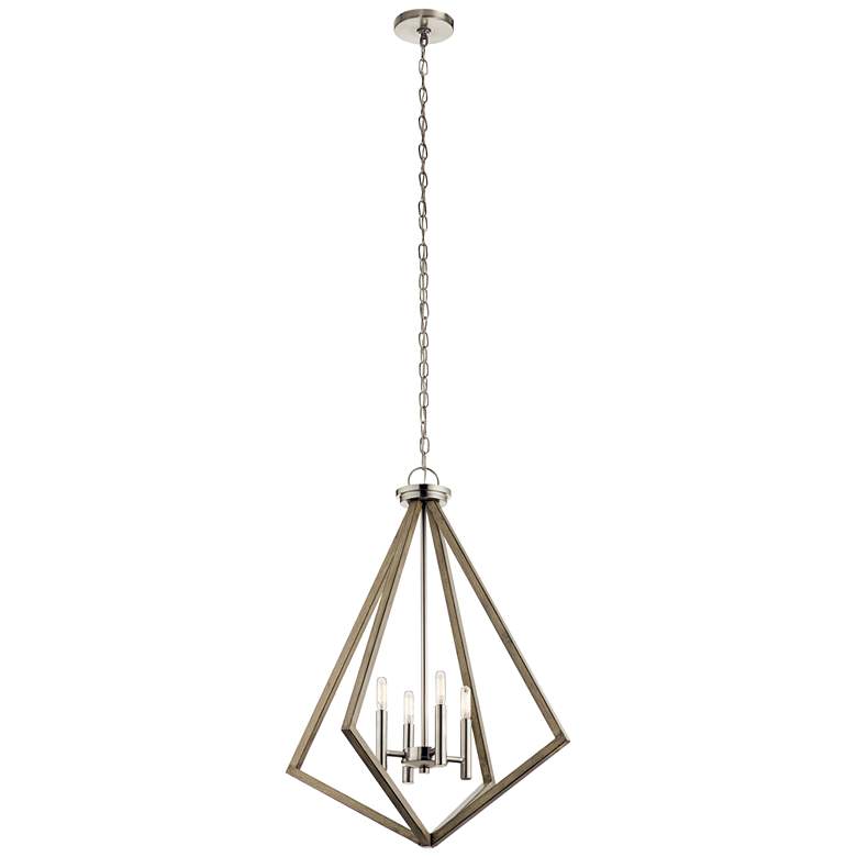 Image 2 Deryn 24 1/4 inchW Distressed Antique Gray 4-Light Chandelier