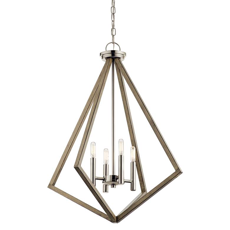 Image 3 Deryn 24 1/4 inchW Distressed Antique Gray 4-Light Chandelier more views