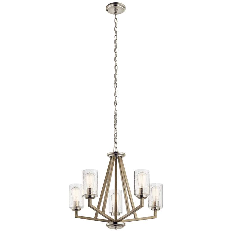 Image 2 Deryn 24" Wide Distressed Antique Gray 5-Light Chandelier
