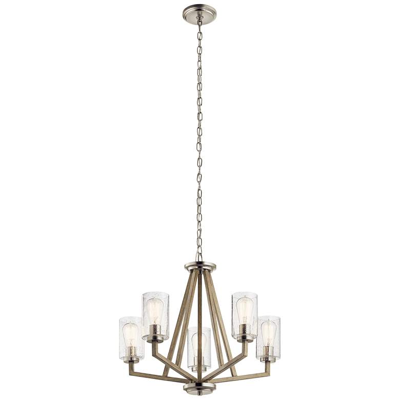 Image 2 Deryn 24 inch Wide Distressed Antique Gray 5-Light Chandelier