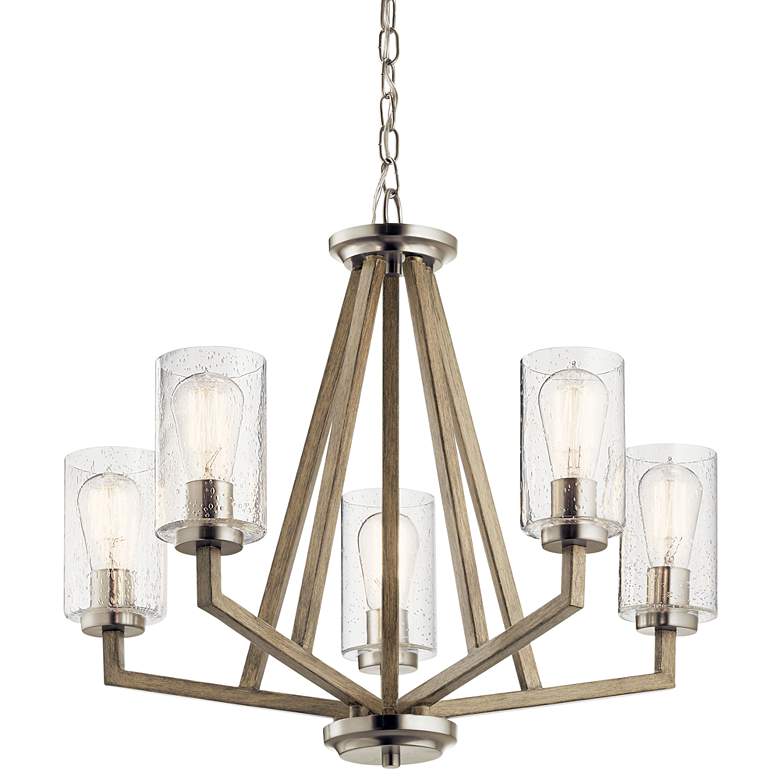 Image 3 Deryn 24" Wide Distressed Antique Gray 5-Light Chandelier more views