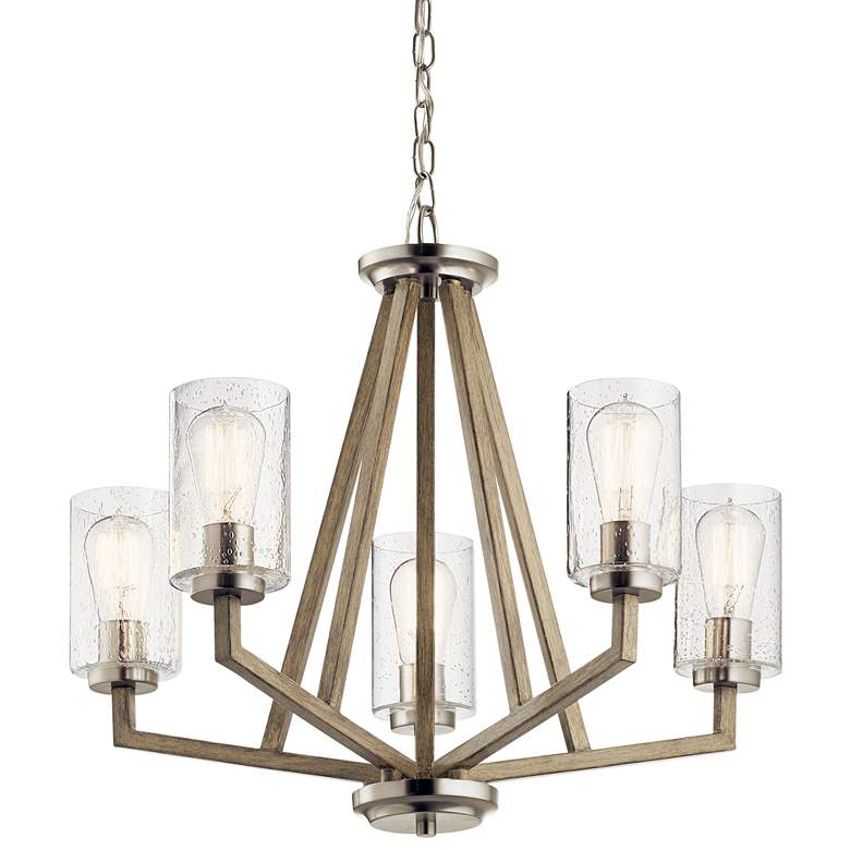 Image 3 Deryn 24 inch Wide Distressed Antique Gray 5-Light Chandelier more views