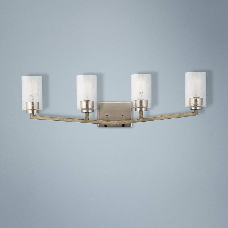 Image 1 Deryn 32" Wide Distressed Antique Gray 4-Light Bath Light
