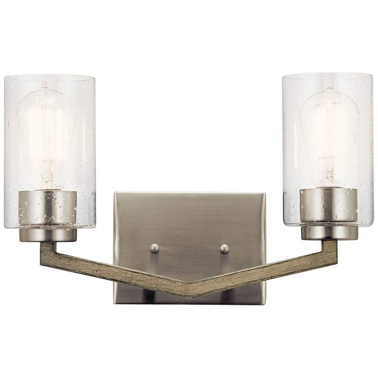 Image 1 Deryn 9" High Distressed Antique Gray 2-Light Wall Sconce