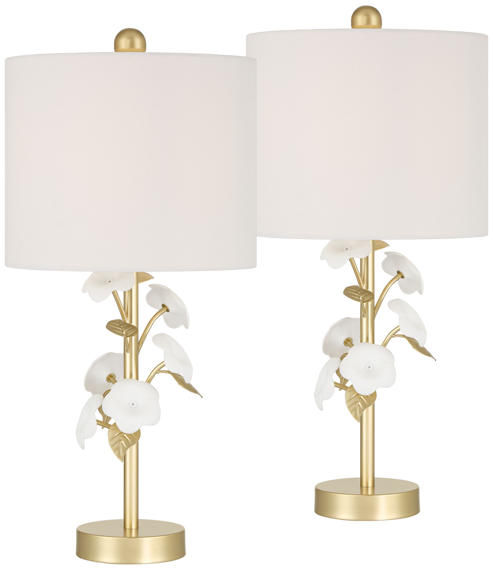 Image 3 Descanso 21" High Gold and White Flower Table Lamp Set of 2