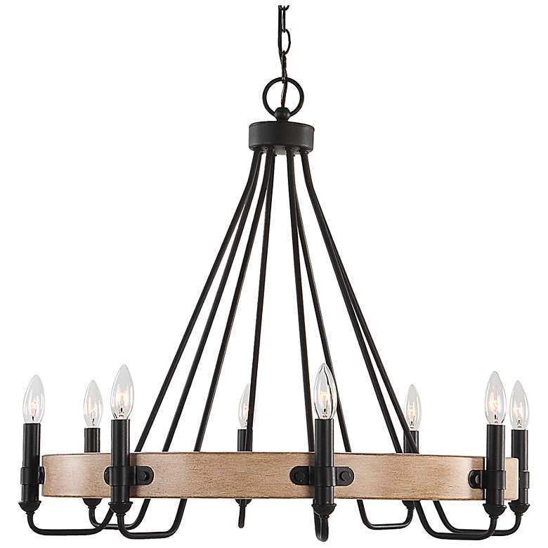 Image 1 Deschutes 30 inch Wide Sanded Black Faux Wood 8-Light Chandelier