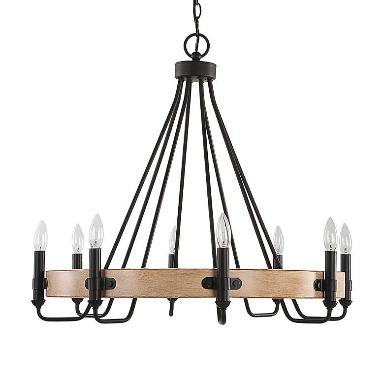 Image 3 Deschutes 30" Wide Sanded Black Faux Wood 8-Light Chandelier more views