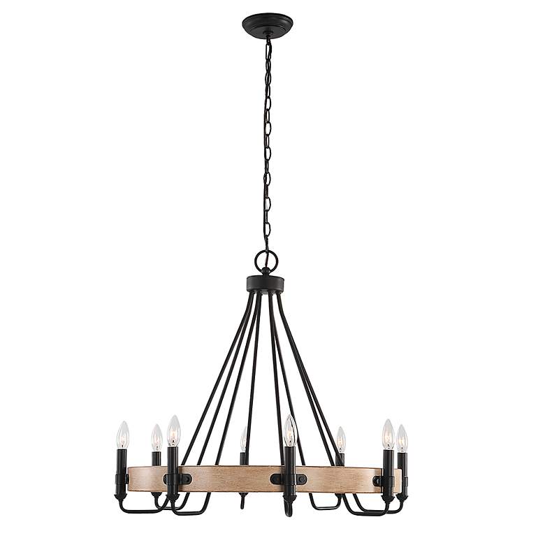 Image 4 Deschutes 30" Wide Sanded Black Faux Wood 8-Light Chandelier more views