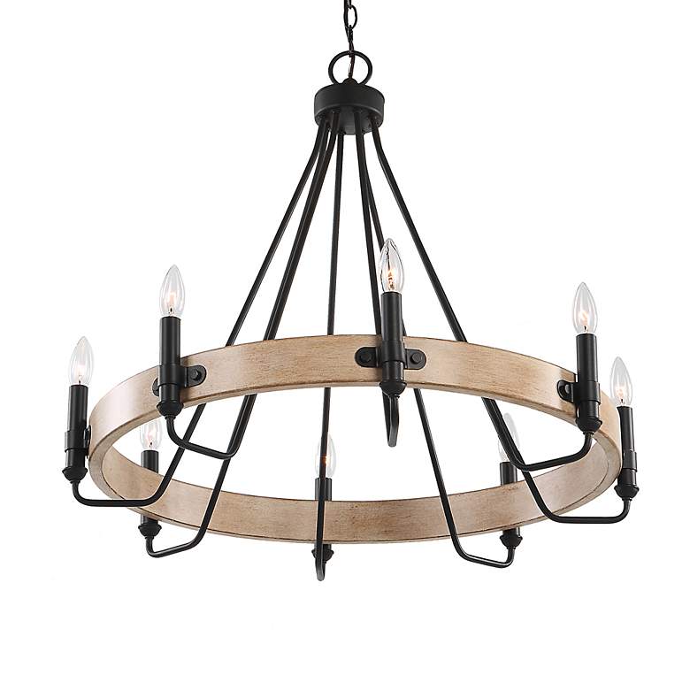 Image 5 Deschutes 30" Wide Sanded Black Faux Wood 8-Light Chandelier more views