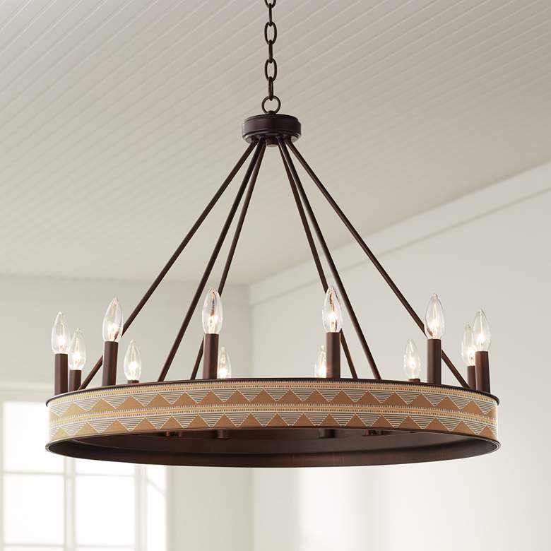 Image 1 Desert Canyon Jessa 29 1/2 inch Wide Bronze Wheel Chandelier