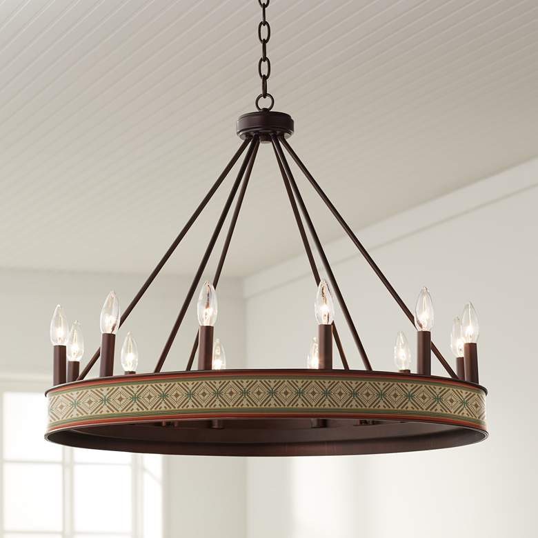 Image 1 Desert Diamonds Jessa 29 1/2" Wide Bronze Wheel Chandelier