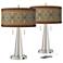 Desert Diamonds Vicki Brushed Nickel USB Table Lamps Set of 2