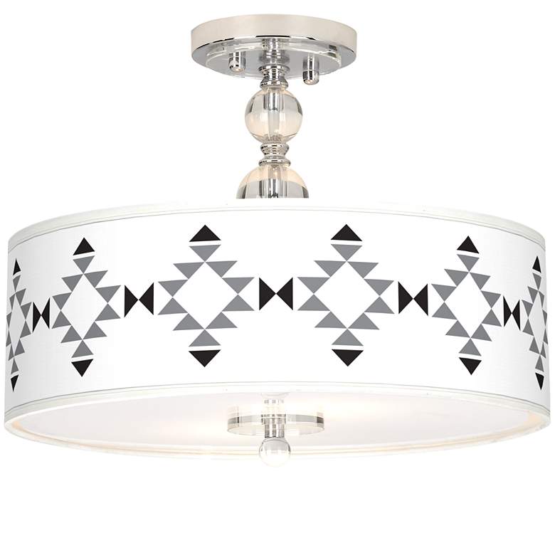 Image 1 Desert Grayscale Giclee 16" Wide Semi-Flush Ceiling Light
