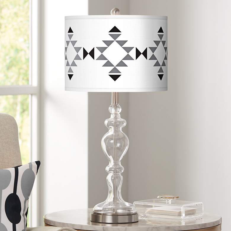 Image 1 Desert Grayscale Giclee Apothecary Clear Glass Table Lamp