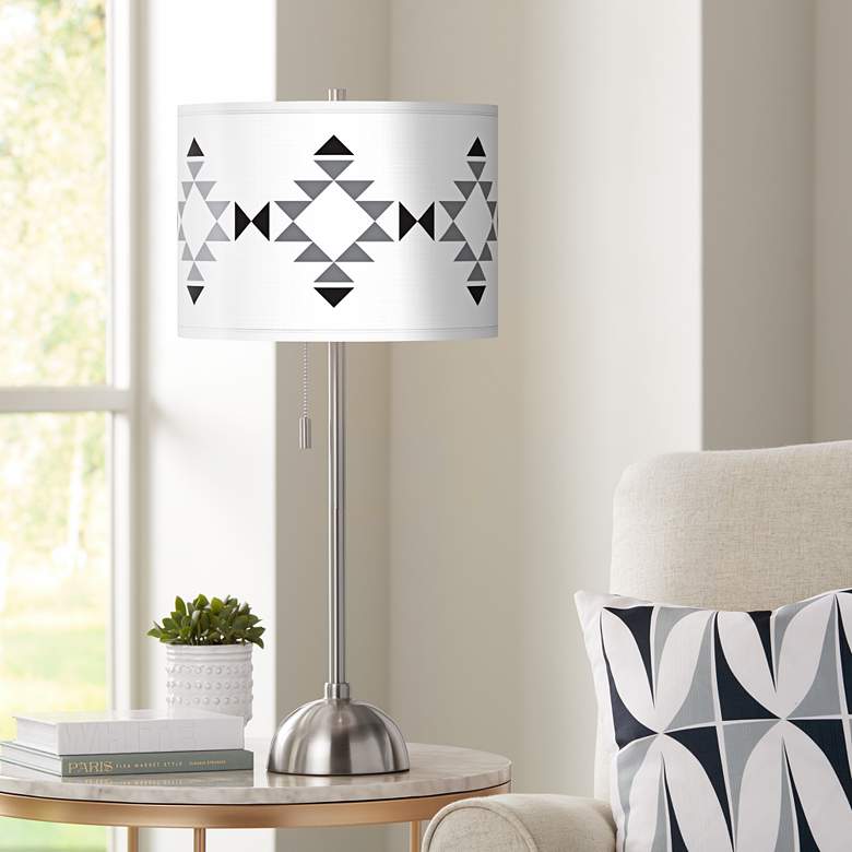 Image 1 Desert Grayscale Giclee Brushed Nickel Table Lamp