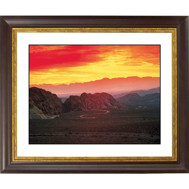 Image 1 Desert Mesa Sunrise Gold Bronze Frame 20 inch Wide Wall Art