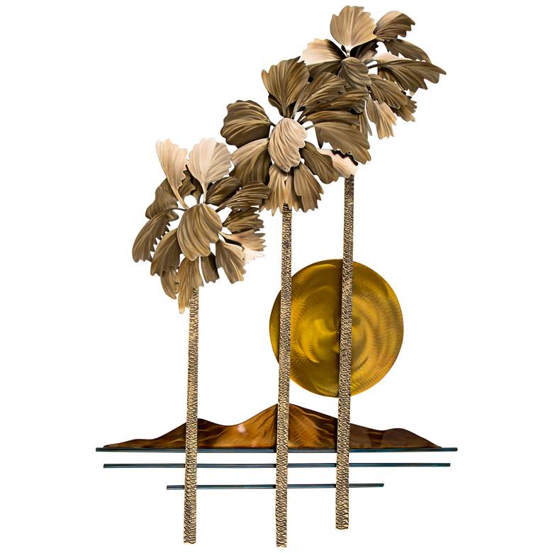 Image 1 Desert Palms 47" High Metal Wall Art