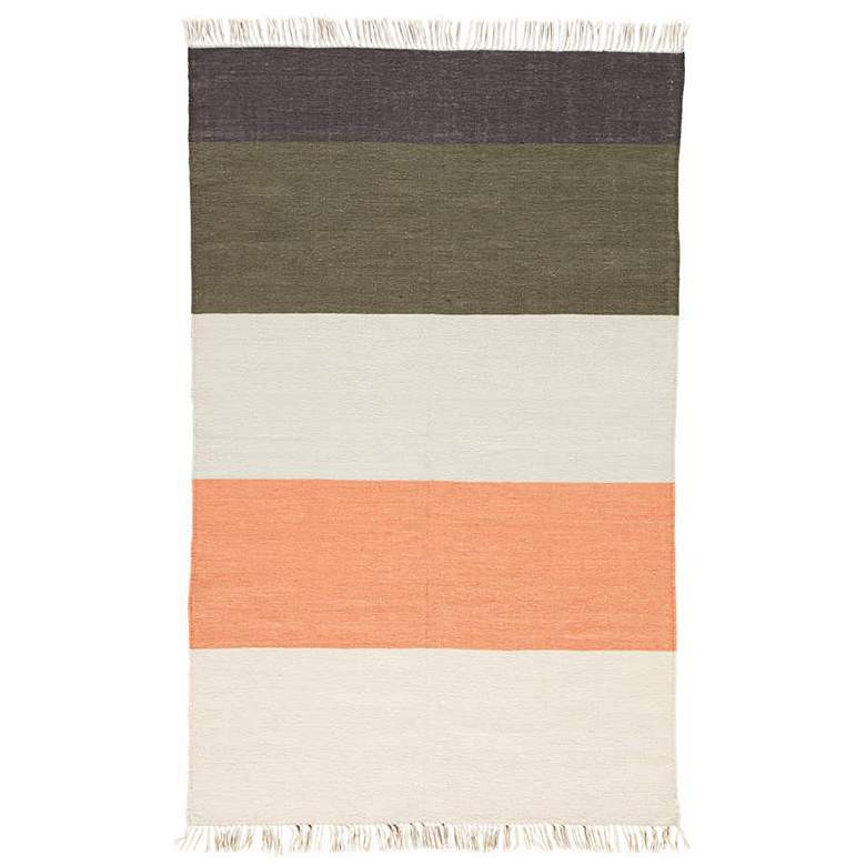 Image 1 Desert Swane DES18 5'x8' White and Gray Striped Area Rug