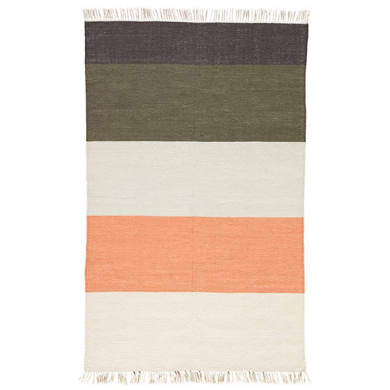 Image 1 Desert Swane DES18 5&#39;x8&#39; White and Gray Striped Area Rug