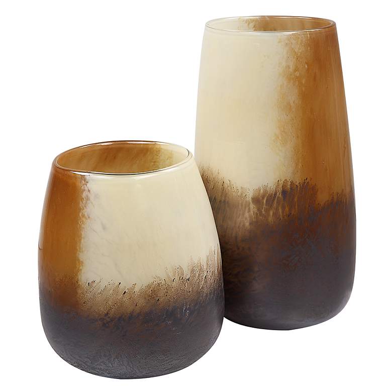 Image 5 Desert Wind 12"H Light Sand Dark Bronze Glass Vases Set of 2 more views
