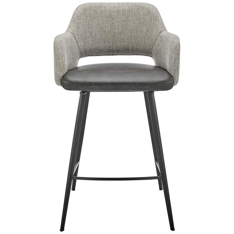 Image 6 Desi 25 1/2" Gray Fabric Swivel Counter Stool more views
