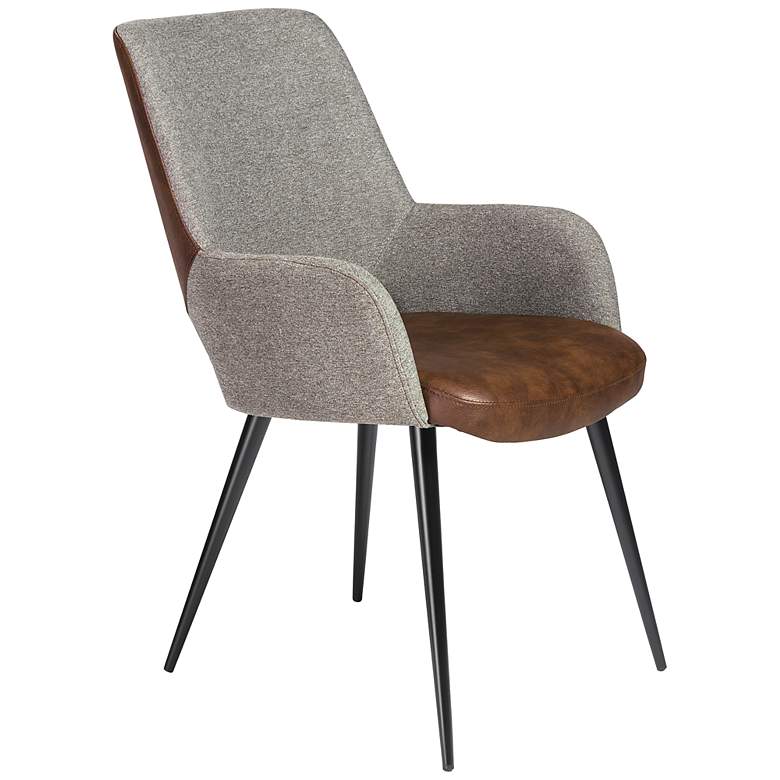 Image 1 Desi Gray Fabric and Light Brown Faux Leather Armchair
