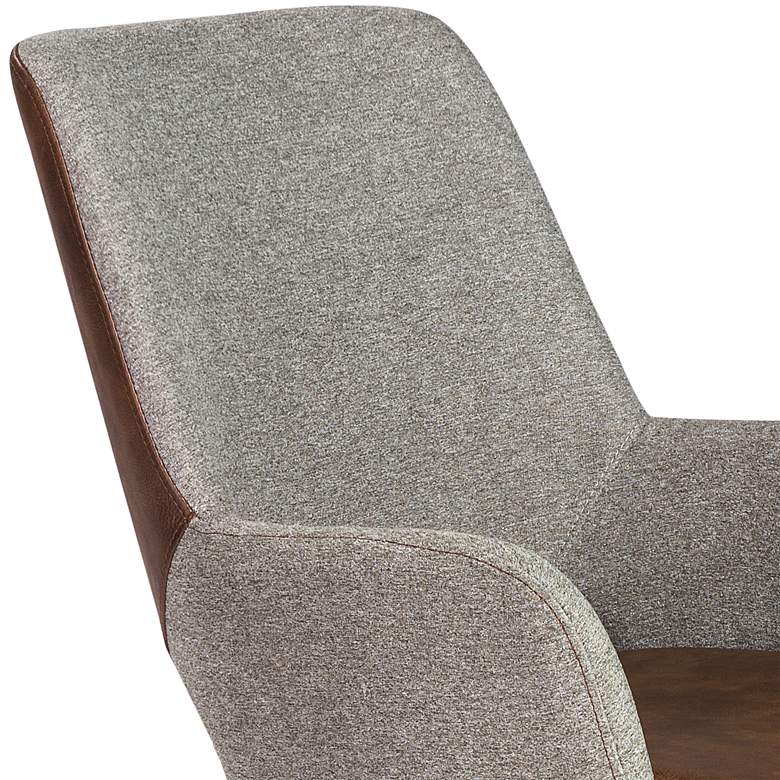 Image 3 Desi Gray Fabric and Light Brown Faux Leather Armchair more views