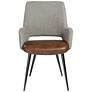 Desi Gray Fabric and Light Brown Faux Leather Armchair in scene