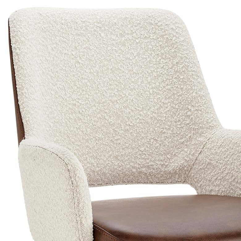 Image 2 Desi Ivory Fabric and Brown Faux Leather Armchair more views