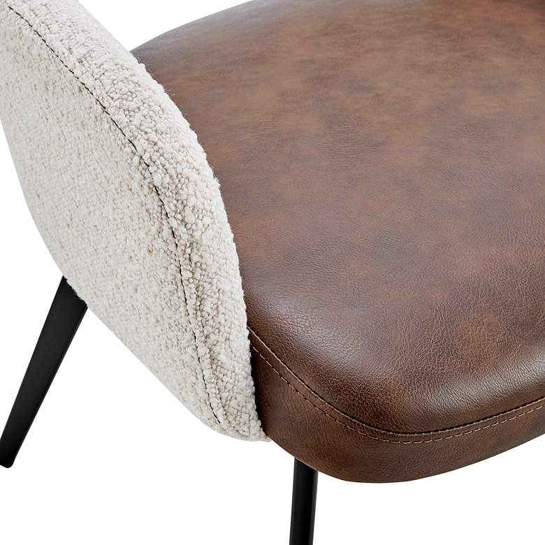 Image 3 Desi Ivory Fabric and Brown Faux Leather Armchair more views