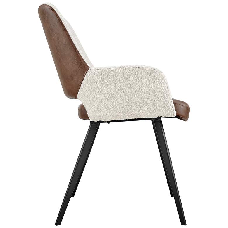 Image 6 Desi Ivory Fabric and Brown Faux Leather Armchair more views