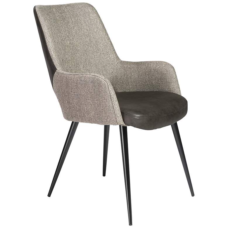 Image 2 Desi Light Gray Fabric and Dark Gray Faux Leather Armchair