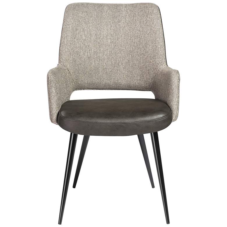 Image 7 Desi Light Gray Fabric and Dark Gray Faux Leather Armchair more views