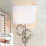 Design Circles Plug-In Wall Sconce with Cord Cover and USB Dimmer in scene