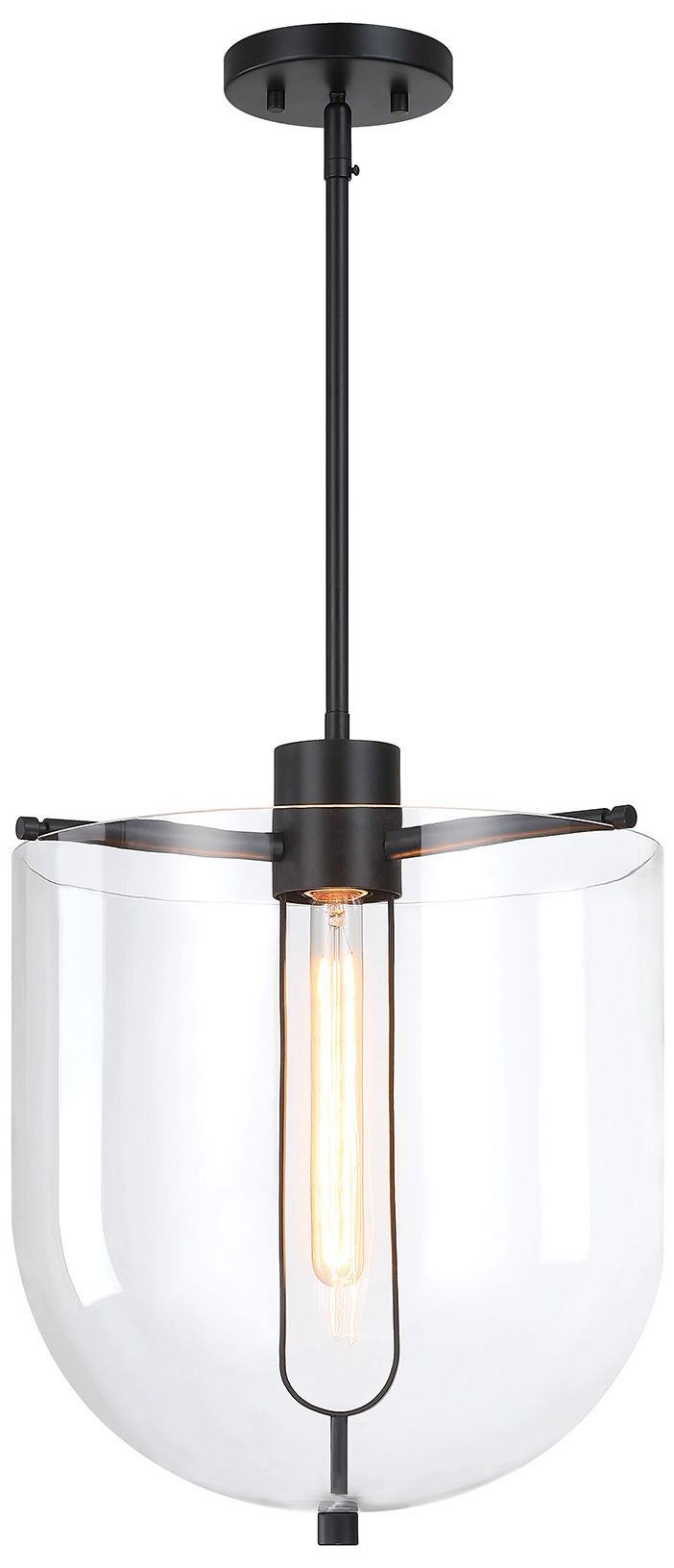 Image 4 Designers Fountain Skylar 15" Matte Black Clear Glass Bowl Pendant more views