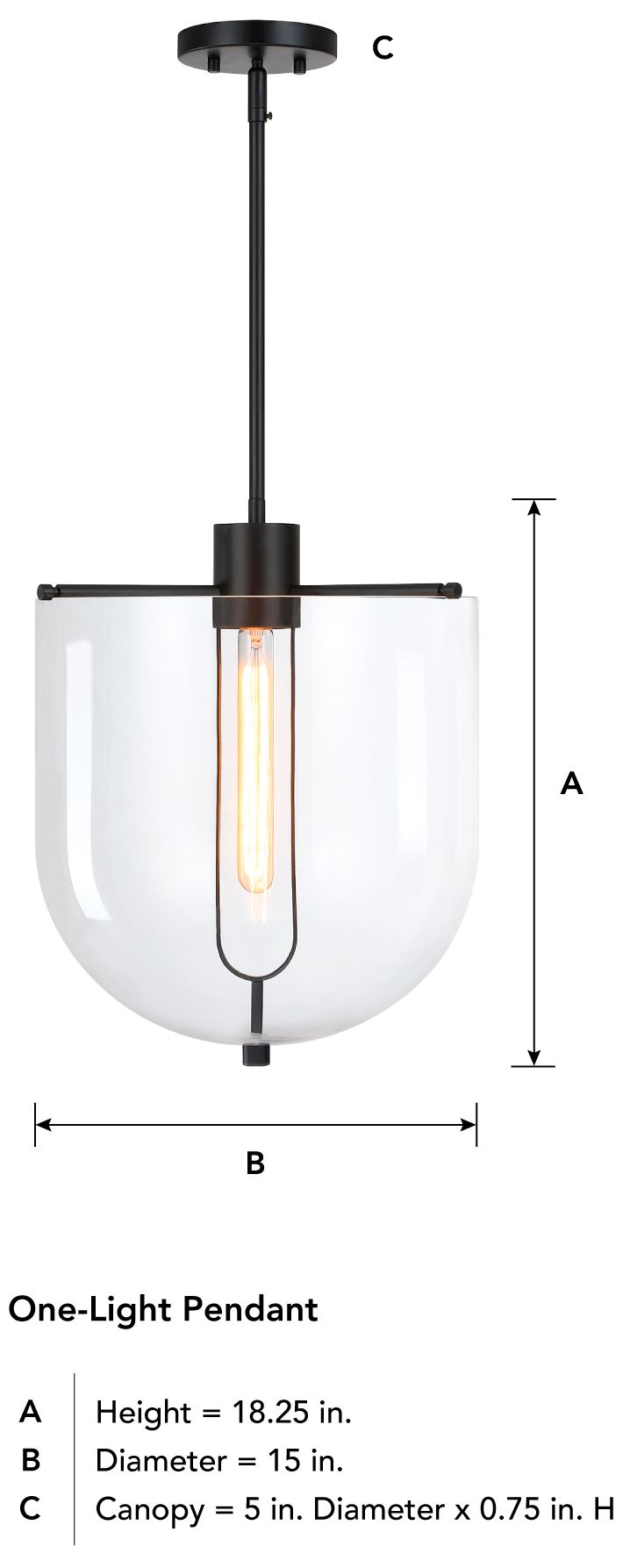 Designers Fountain Skylar 15" Matte Black Clear Glass Bowl Pendant